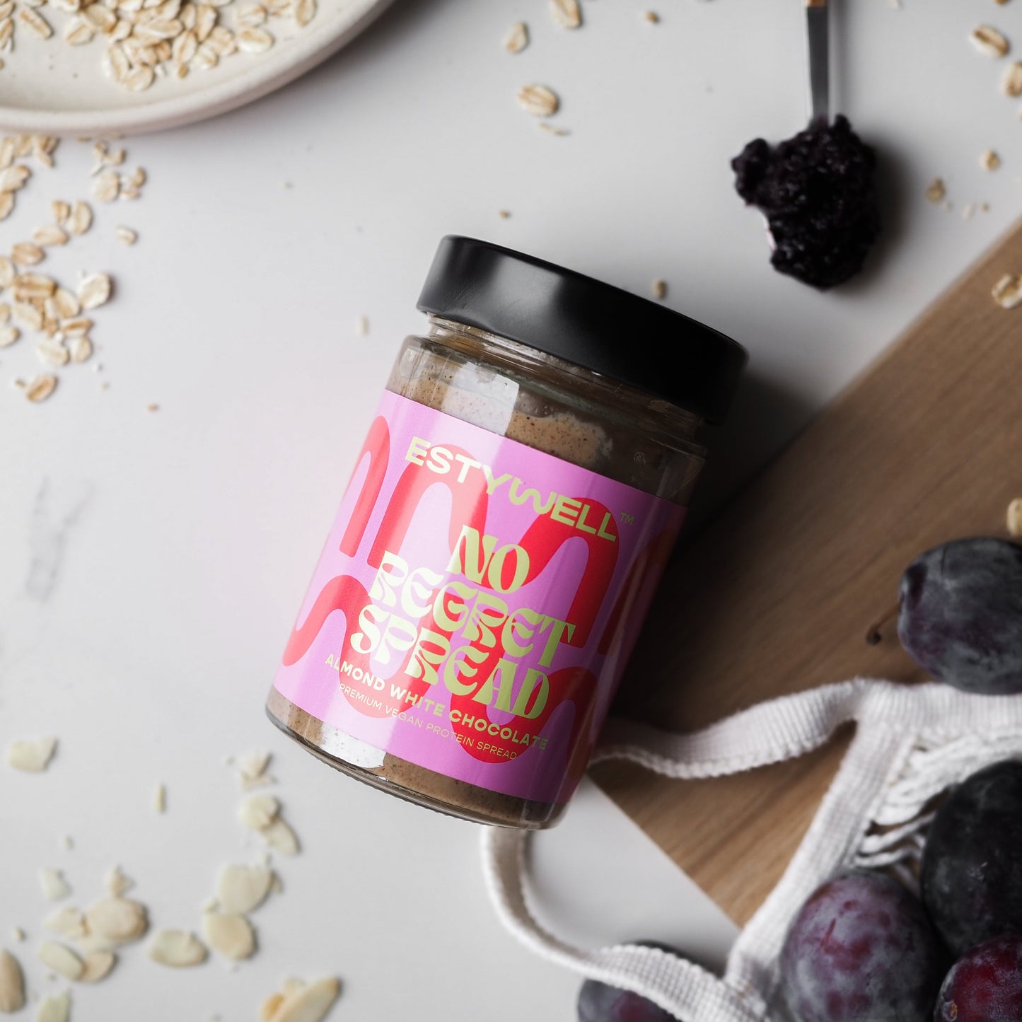 ESTYWELL Proteinový veganský mandlový krém s bílou čokoládou