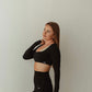 Krátky top s dlouhým rukávem CONFIDENCE BLACK
