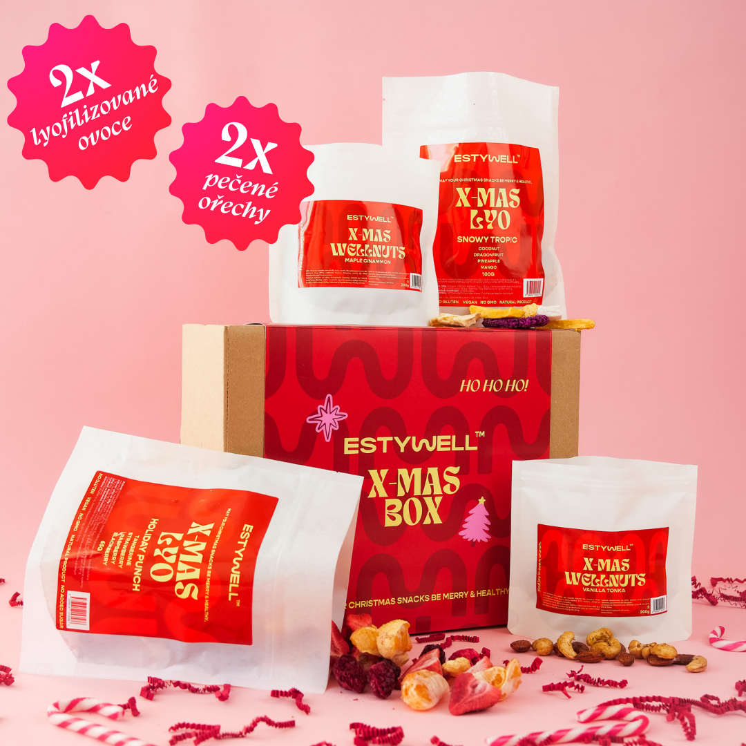 Vánoční box lyofilizovaného ovoce a oříšků ESTYWELL