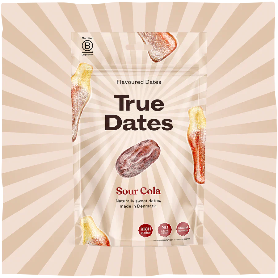 True Dates Kyslá kola 100 g – sušené datle bez kôstok v kyslej kola príchuti