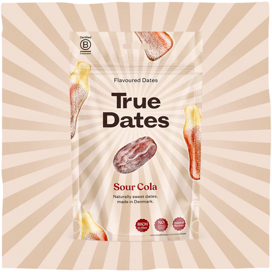 True Dates Kyslá kola 100 g – sušené datle bez kôstok v kyslej kola príchuti