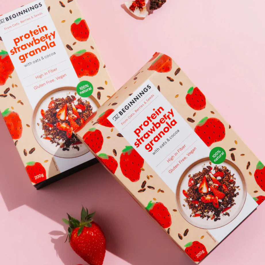 2 balenia produktu The Beginnings Protein Granola Jahoda 200g